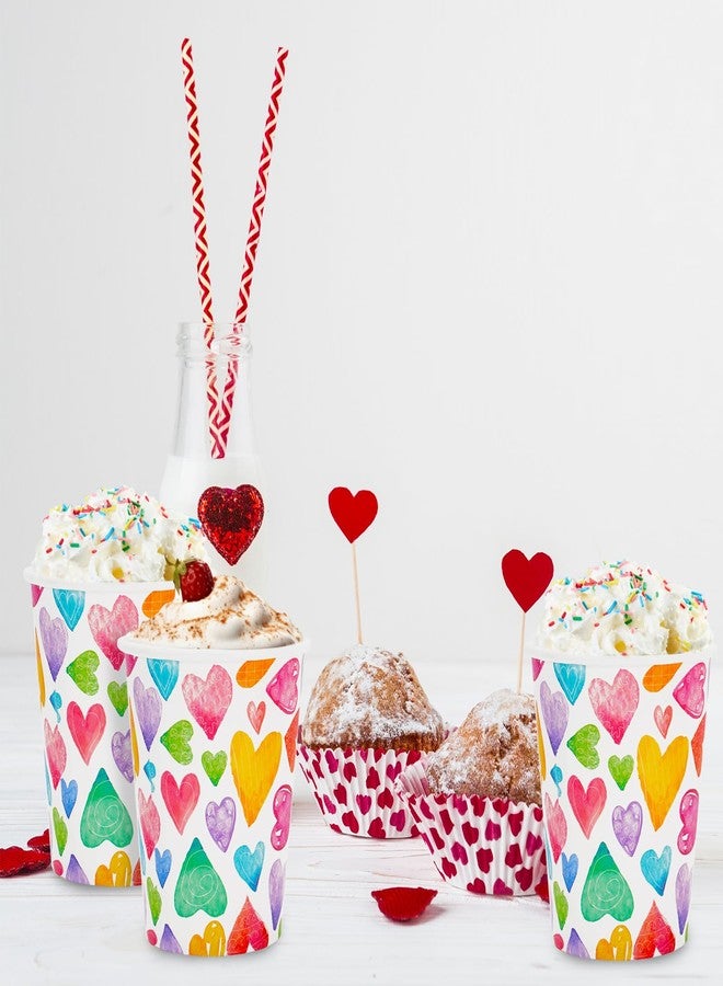 JarThenaAMCS أكواب ورقية من JarThenaAMCS، ٥٠ قطعة، لعيد الحب، سعة ٩ أونصات، أكواب حفلات للاستخدام مرة واحدة، بنمط ألوان مائية وطبعة قلوب ملونة، مثالية للشوكولاتة الساخنة والشاي والكاكاو، مناسبة لحفلات الذكرى السنوية وحفلات الزفاف وأعياد الميلاد. - Image 5